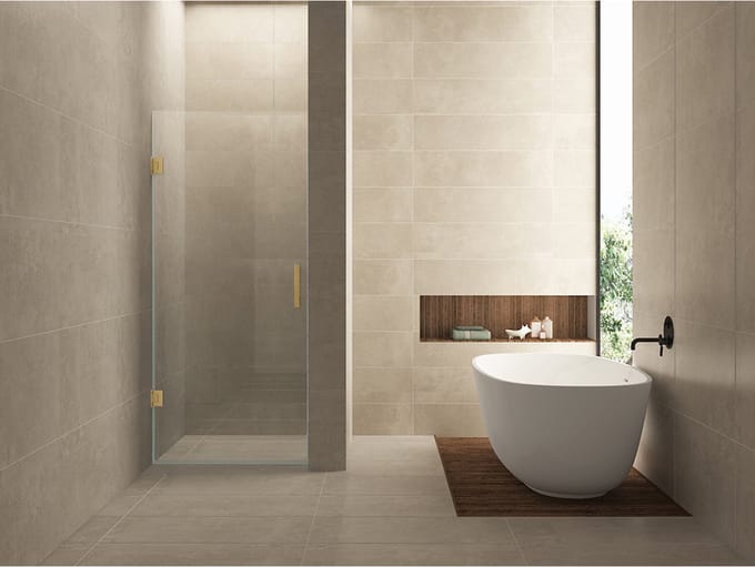 Wiesbaden Less Nisdeur - 1000x2000x8mm - NANO - Helder Glas/Geborsteld Messing