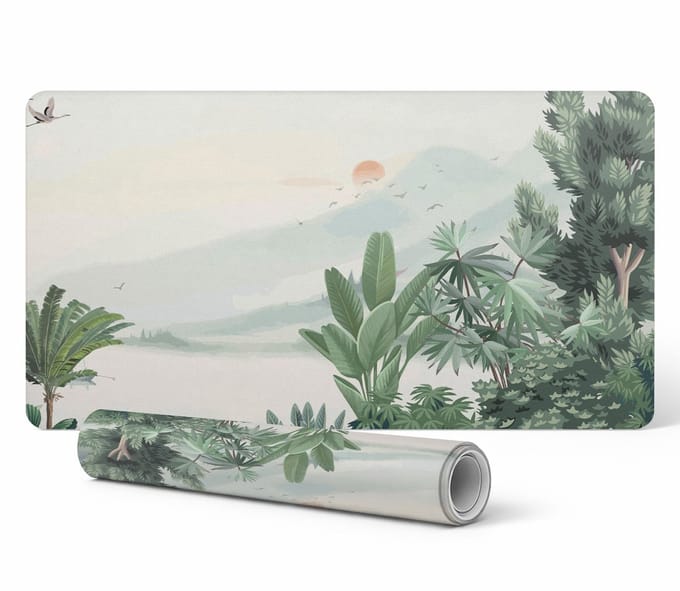 Beschermmat voor bureau, tafel, blad, tropisch landschap, 90x45 cm