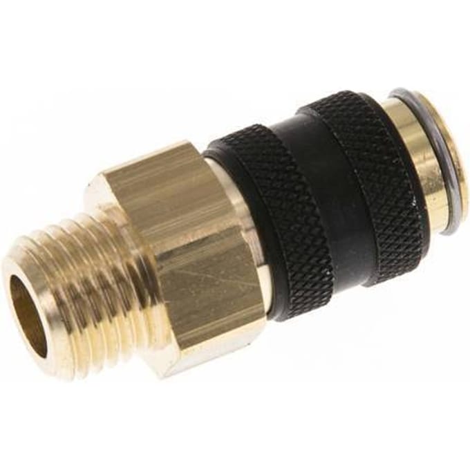 Messing DN 5 Zwart Luchtkoppeling Snelkoppeling G 1/4 inch Buitendraad Double Shut-Off - CLS5-M-B-BLA-SV-014