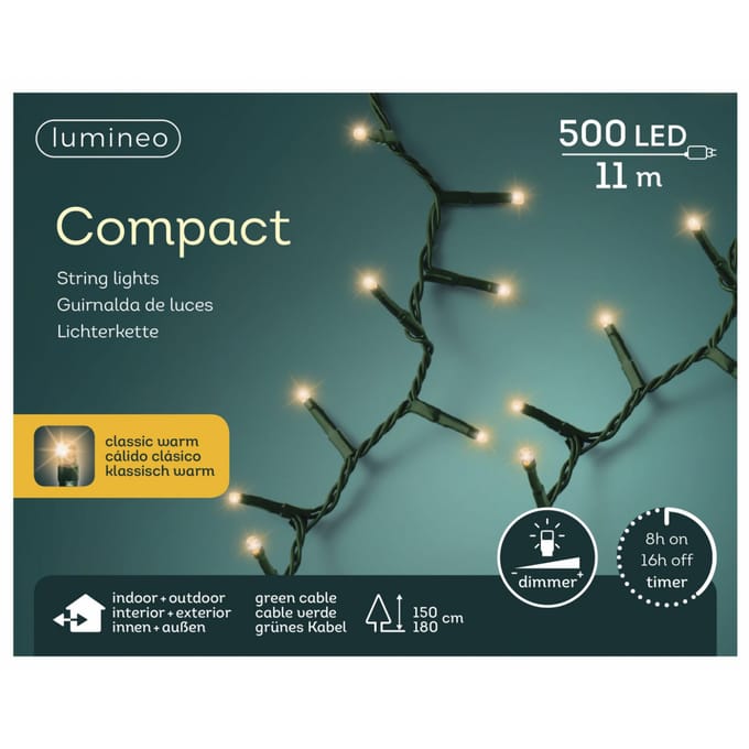 11m LED Compact Kerstverlichting - steady - 500 lampjes - Goud - Dimbaar