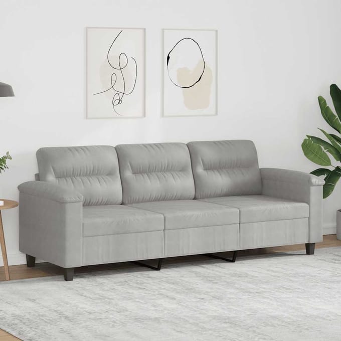 vidaXL - Driezitsbank - 180 - cm - microvezelstof - lichtgrijs