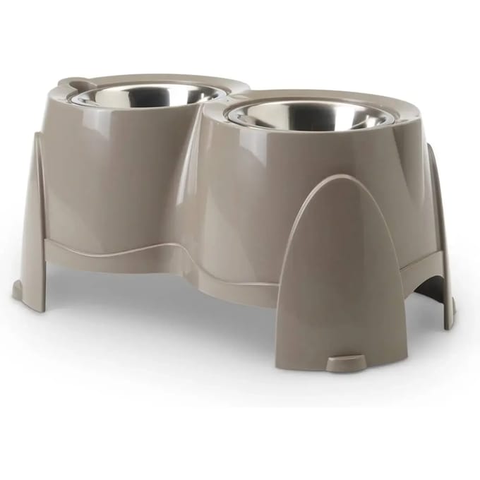 2x 850ml Hoogte 18,5 cm Savic Ergo Feeder Hondenbar Lichtgrijs