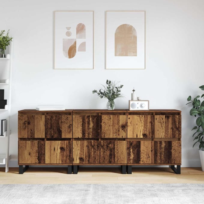vidaXL - Dressoir - 3 - st - Oudhout - 60 - x - 35 - x - 70 - cm