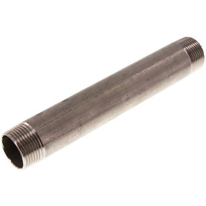 R 1'' RVS Dubbele Pijpnippel 20 Bar DIN 2982 - 200mm - FL2S-M-ST-100R-200L
