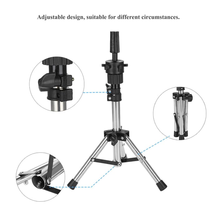 Verstelbare Professionele Plastic Pruik Display Pruik Haar Hoed Standaard Haarhouder Paspop Hoofd Zilver black