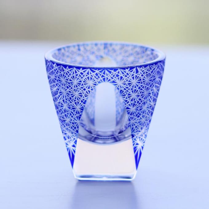 35ml Handgemaakte Edo Kiriko Sakebeker Vier Heren Patroon Japanse Stijl Klein Wijn S Glas