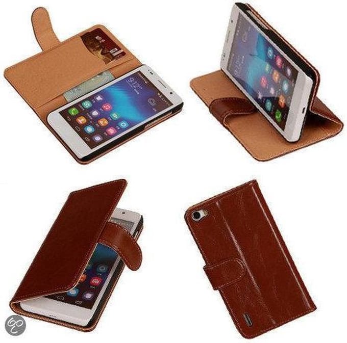 PU Leder Bruin Honor 6 Book/Wallet Case/Cover