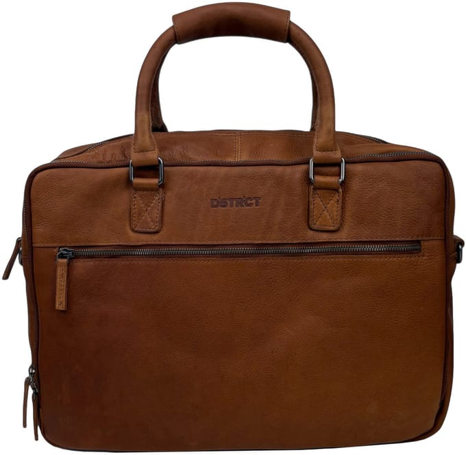 DSTRCT Preston Park Dames & Heren laptoptas - 17 inch - Werktas A4 - Leer - Cognac