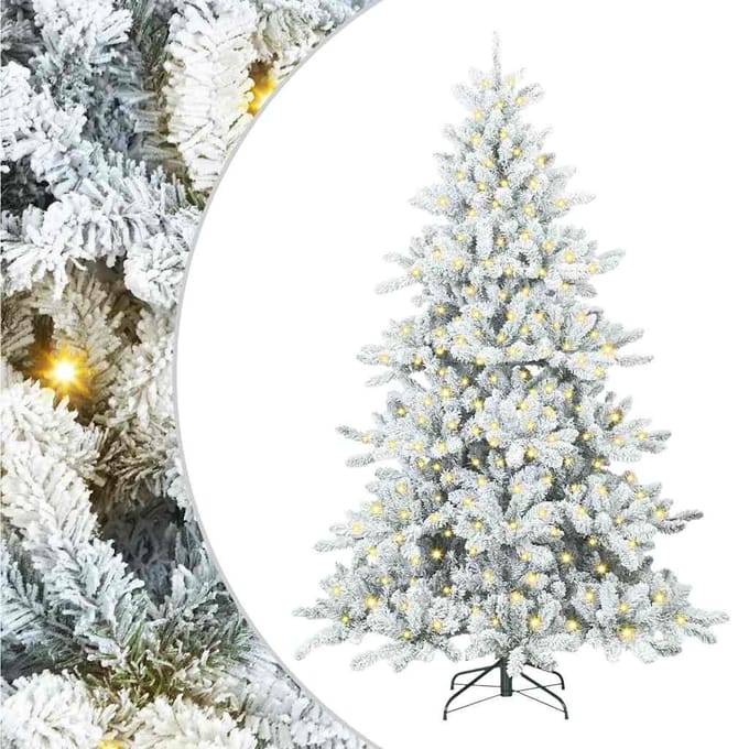 vidaXL - Kunstmatige - Hinged - Kerstboom - Wit - 210 - cm - PVC - en - Staal