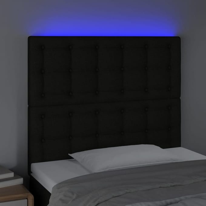 vidaXL - Hoofdbord - LED - 90x5x118/128 - cm - stof - zwart