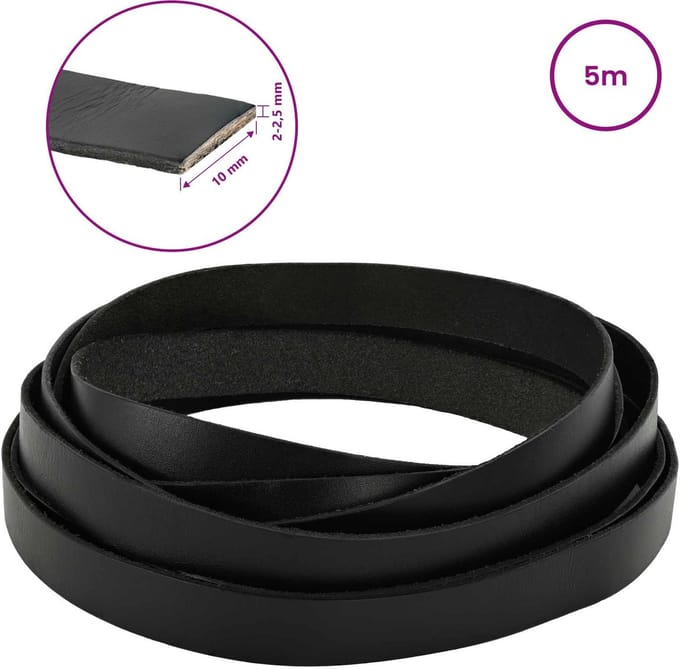 vidaXL - Leren - riem - 1 - Zwart - 500 - x - 1 - cm - Leer