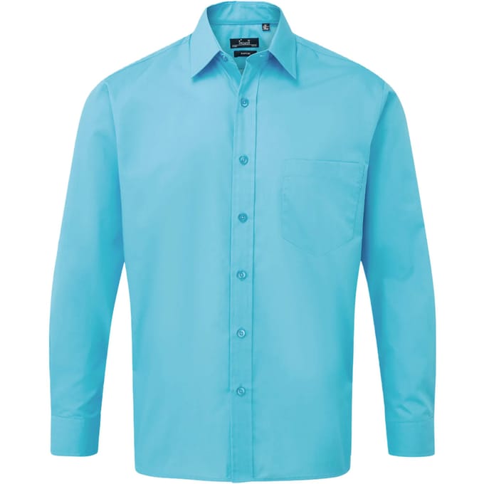 Premier Heren Popeline Overhemd Met Lange Mouwen (Turquoise)