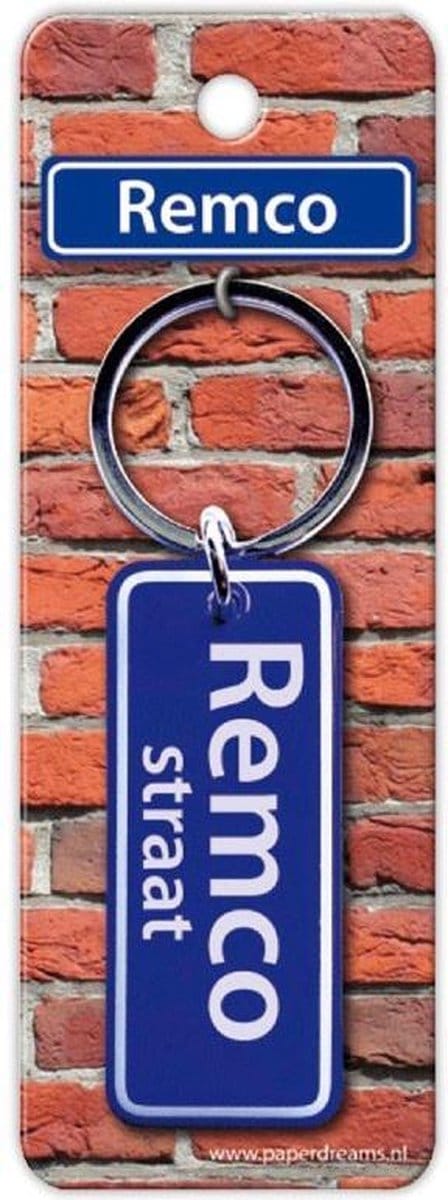 Paper Dreams Sleutelhanger Straatnaam Remco 9 Cm Staal Blauw