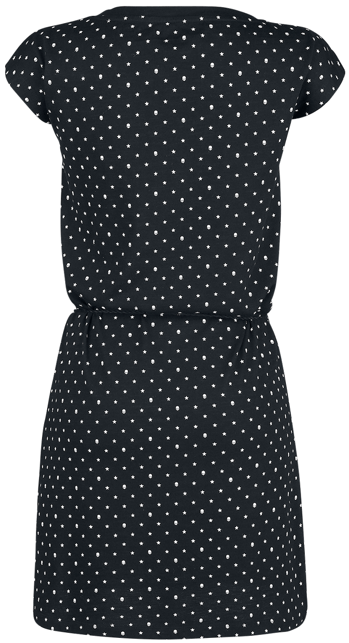 R.E.D. Rock-Engineered Design Zwarte jurk met tailleriem en stippen - Dames - XL