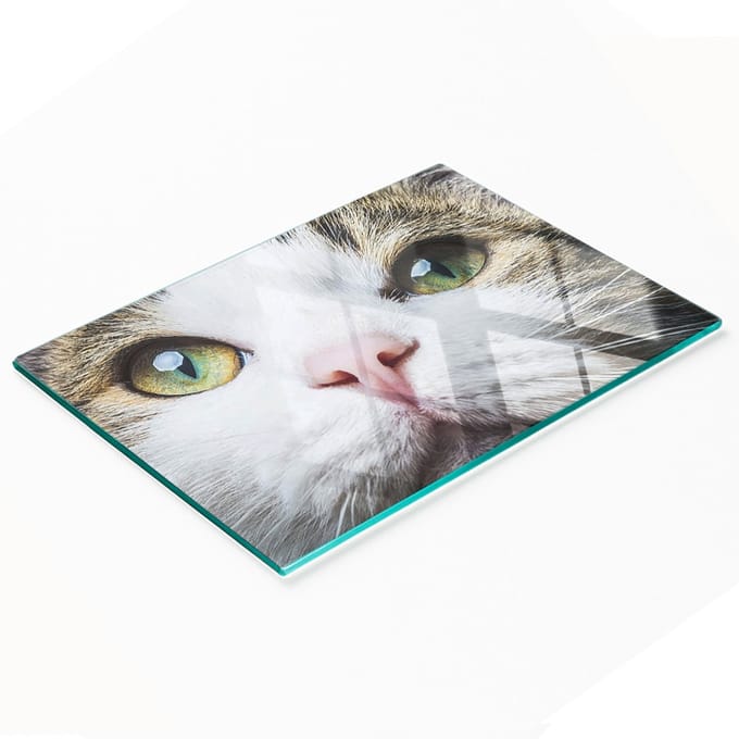 Keukenplank van gehard glas met groene kattenogen-afbeeldingen, 80x52 cm