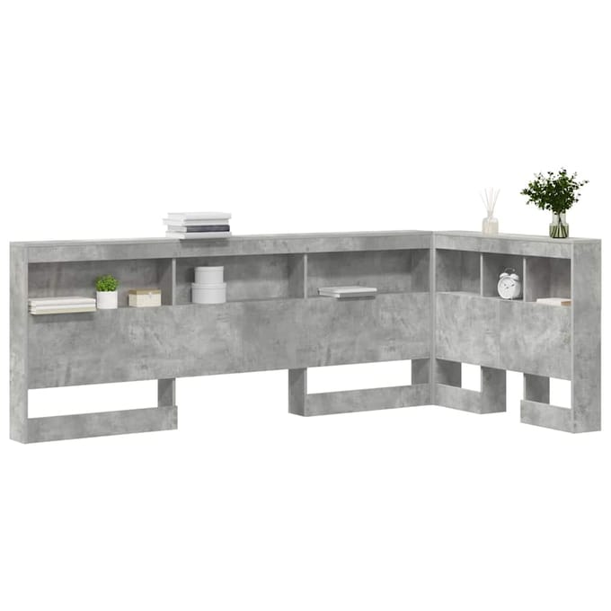 vidaXL - Opberghoofdbord - Beton - Grijs - Bewerkt - hout