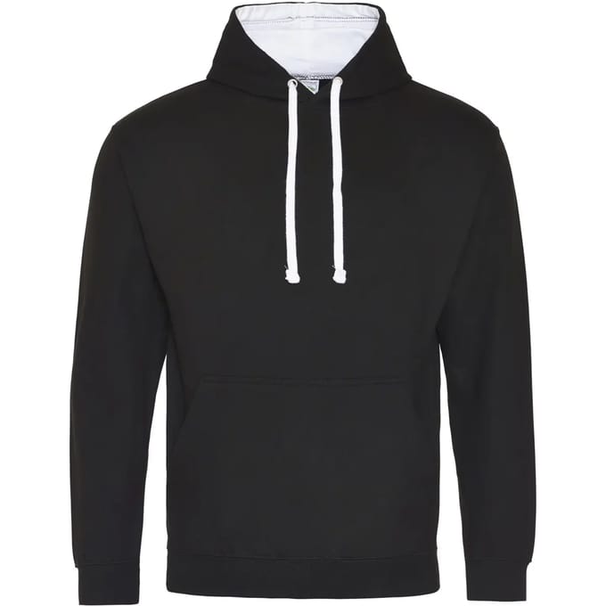 Just Hoods Varsity Hoodie JH003 - JET BLACK/ARCTIC WHITE - S