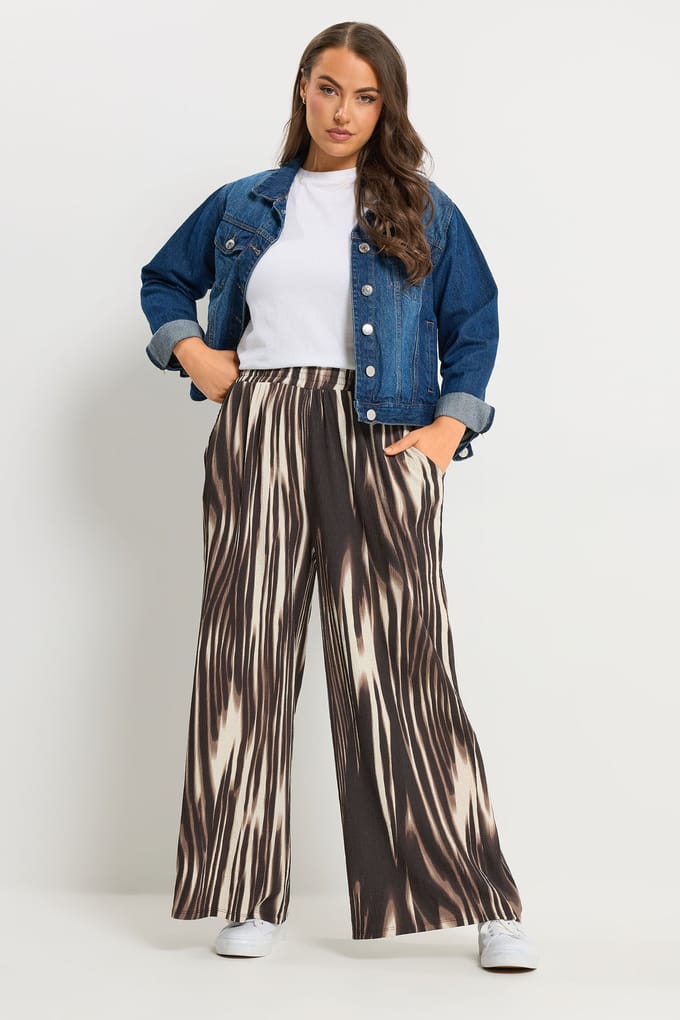 Yours Chocoladebruine Broek Met Vervaagde Print Size 46