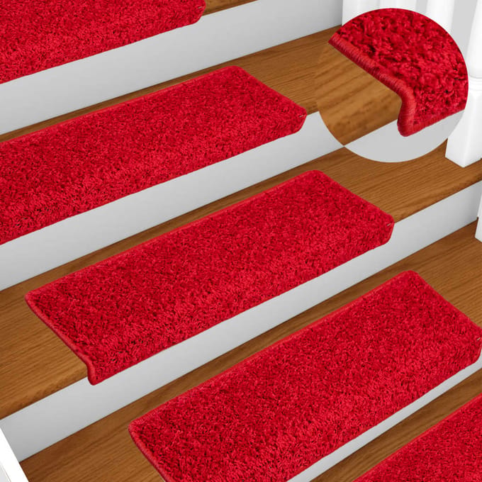 vidaXL - Trapmatten - 10 - st - 65x21x4 - cm - Rood - Rechthoekige - Rand