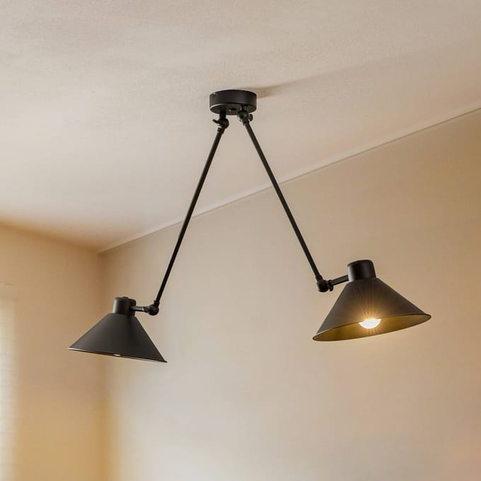 Argon Hanglamp Alan, bewegelijk, zwart, 2-lamps