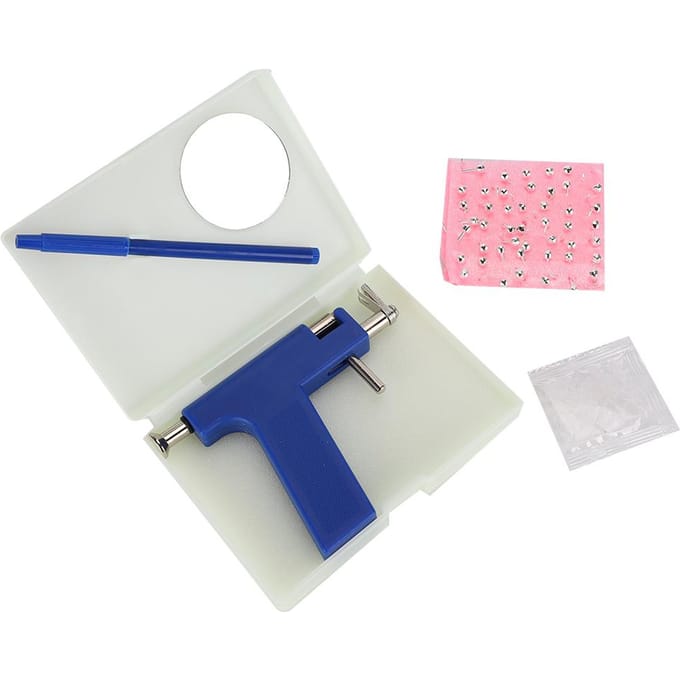 Kit d'outils de perçage corporel professionnel, pistolet de perçage d'oreille avec kit de miroir pour clous d'oreille white