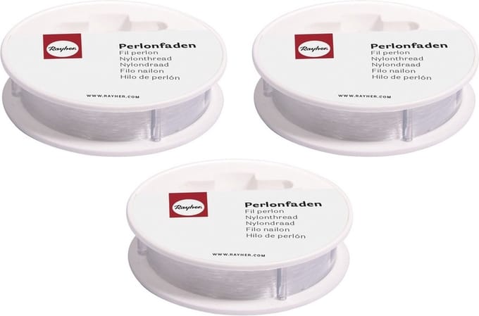 Rayher Nylon draad - 3x - wit - 0,7 mm - 25 m - hobby draad - sieraden maken - knutselen