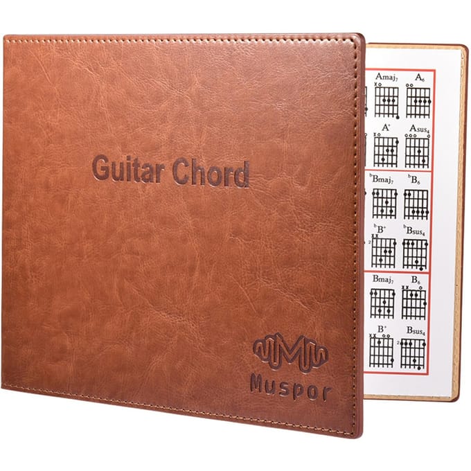 6-snarige akoestische/klassieke/elektrische gitaar akkoordenboek paperbackgrafiek bruin