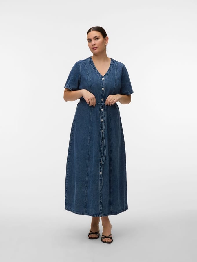 Vero Moda Curve Denim jurk VMCJANINA Lange jurk