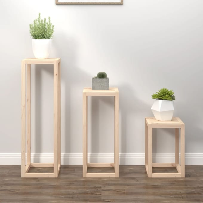 vidaXL - 3-delige - Plantenstandaardset - massief - grenenhout