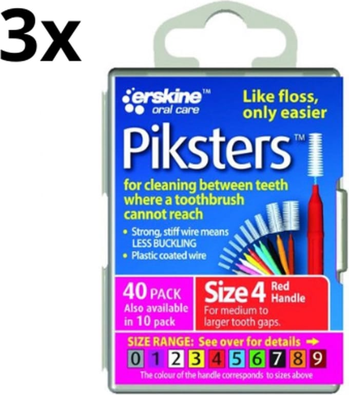 Piksters 4 Rood 0.65mm - 3 x 40 stuks - Voordeelverpakking