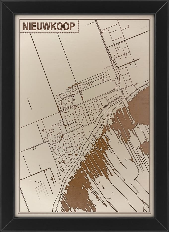 Houten stadskaart van Nieuwkoop
