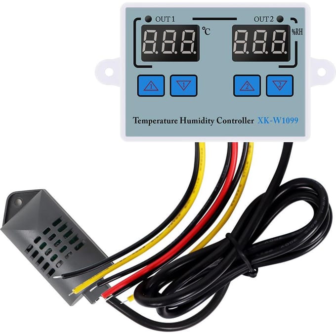 220V Digitale Temperatuur Vochtigheid Controller Dubbel LED Display Thermostaat voor Broedmachine Verwarmingsregelaar gray