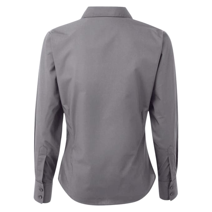 Premier Dames/Dames Popeline Blouse met Lange Mouwen (Donkergrijs)