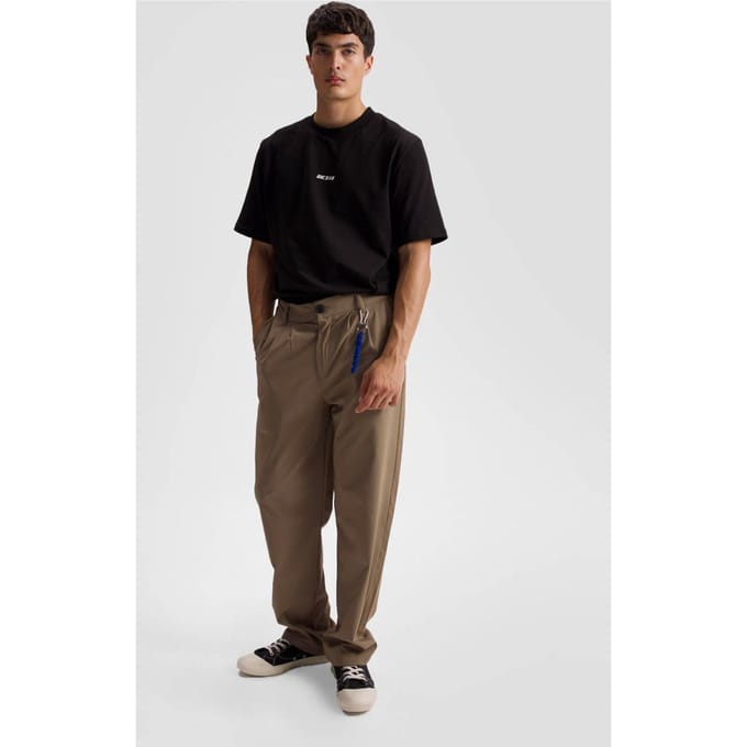 Heren Relaxed Fit Plissé Rechte Pantalon