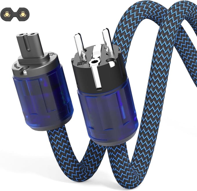High-End Stroomkabel 2-polig 12AWG OFC Afgeschermd voor Audio Apparatuur - 2 m