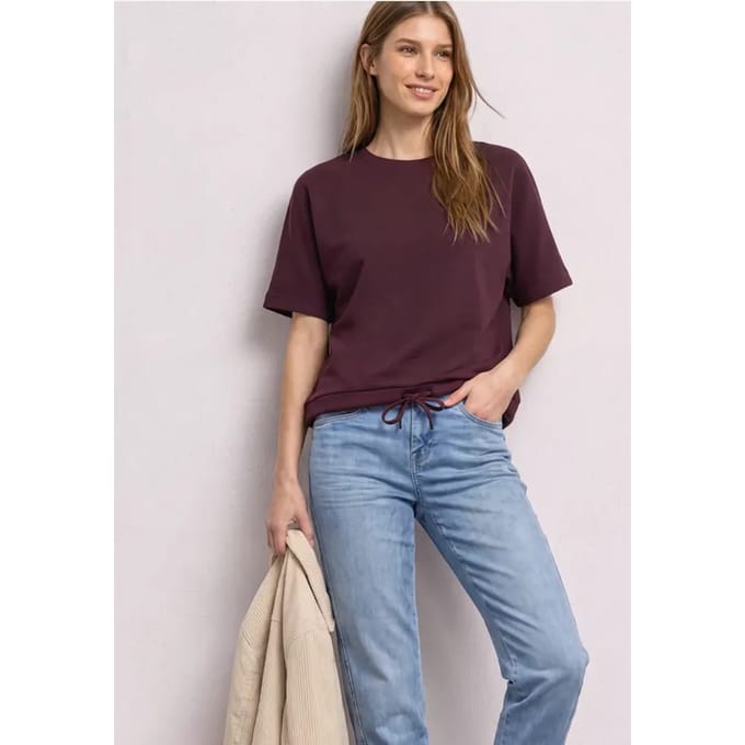 Shirt met ronde hals in Silk-Look