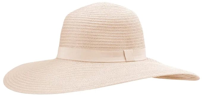 Rosie – Zonnehoed Dames Brede Rand 12 cm Strandhoed - Maat: M-L: 58 cm - Beige