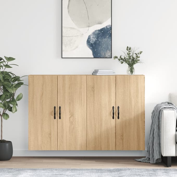 vidaXL - Hangkasten - 2 - st - bewerkt - hout - sonoma - eikenkleurig