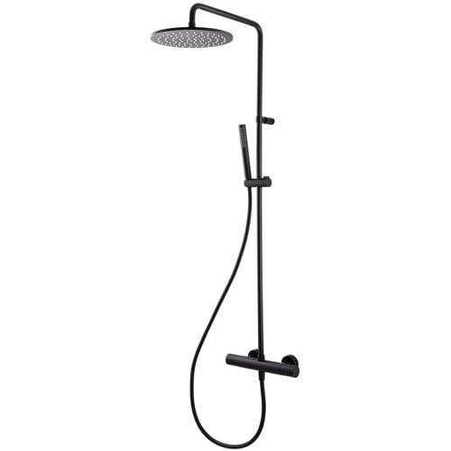 Herzbach DEEP BLACK shower column with exposed shower thermostat 23.988250.1.12
