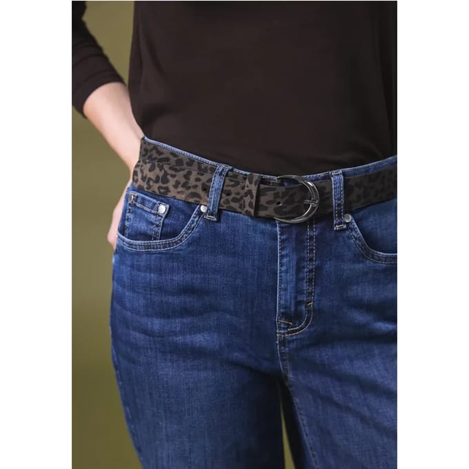 Leren riem met leopatroon