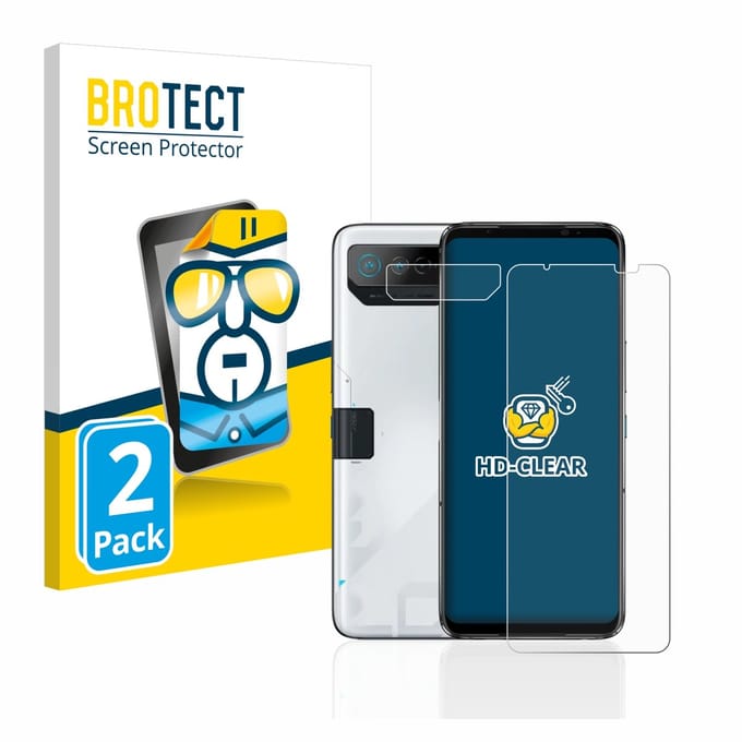 BROTECT - Screenprotector voor ASUS ROG Phone 7 (Voor+Camera) - Folie Beschermfolie transparant 2 Stuks