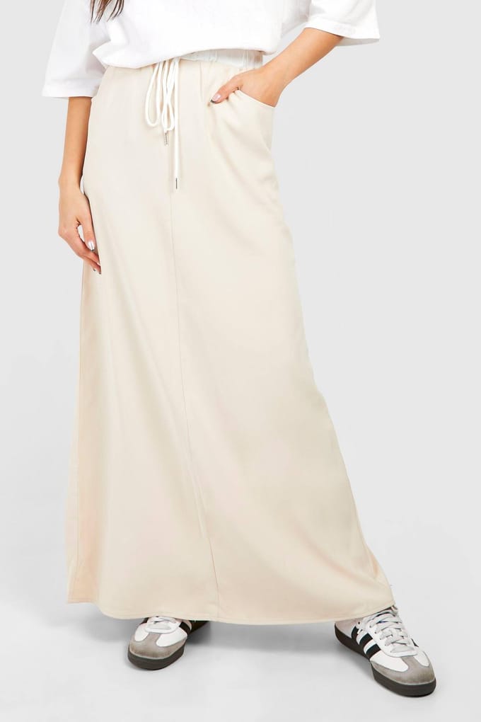 boohoo Dames Maxirok met taillebanddetails | Steen | Maat: 36