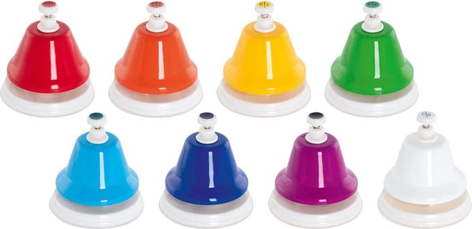 BELLETJES H8,7cm, 8 kleuren gemengd, plastiek en metaal, 3+