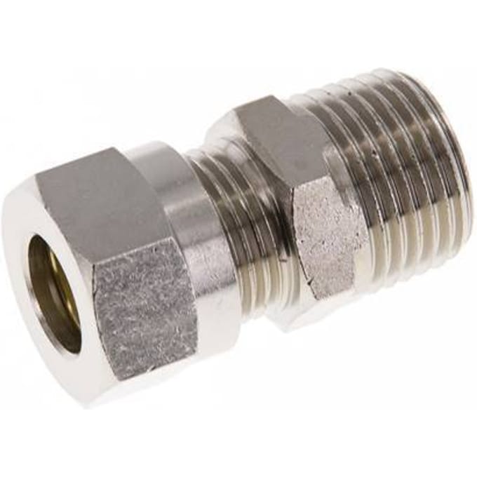 12L & R1/2'' Vernikkeld Messing Rechte Snijringkoppeling Buitendraad 75bar ISO 8434-1