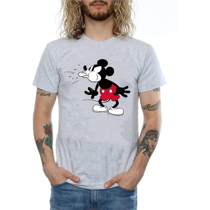 Disney Heren Mickey Mouse Tong T-Shirt (Sportgrijs)