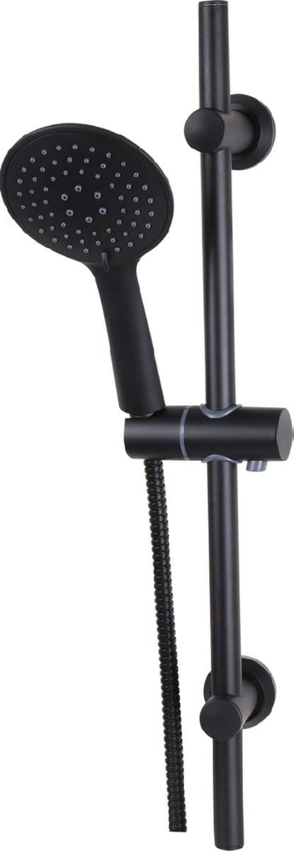 EDMONDO Doucheset met Handdouche - 3 standen - Zwart mat - 54 cm Glijstang - Doucheslang 150 cm - Complete Glijstangset