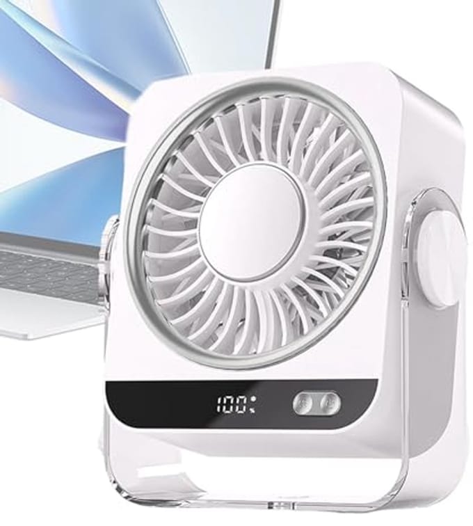 Tafelventilator met Koelelement - Mini Ventilator -Ventilator met digitaal batterijdisplay - Aircooler - Luchtkoeler - USB Ventilator - Mini Airco - Bureau Ventilator - Ventilator met Water - Waterkoeling - Air Cooler -Wit