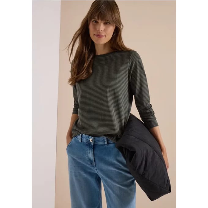Longsleeve met boothals en strepen