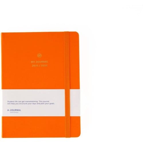 A-journal schoolagenda 2025-2026, 12 maanden, oranje