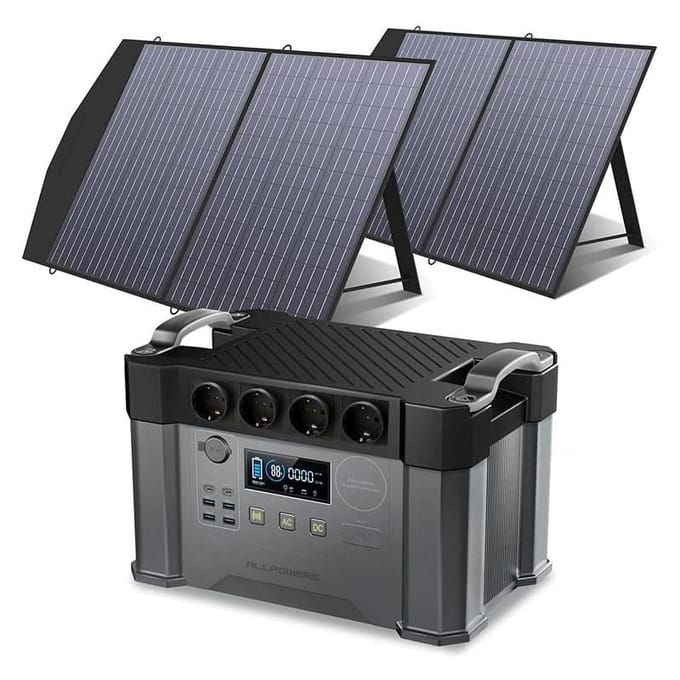 ALLPOWERS Zonnegeneratorset 2400W (S2000 Pro + SP027 100W zonnepaneel) - S2000 Pro + 2 stuks SP027 zonnepaneel 100W